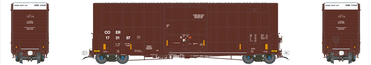 Aurora Miniatures 305033 - Gunderson 6276 50' Plate F Boxcar Crab Orchard And Egyptian Railroad (COER) 101891 - HO Scale 3 Aurora Miniatures 305033 - Gunderson 6276 50' Plate F Boxcar Crab Orchard And Egyptian Railroad (COER) 101891 - HO Scale