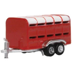 Oxford Diecast Farm004 - Livestock Trailer Red/White - 1:146